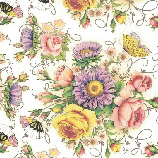 Bright Floral and Butterfly Print Paper ~ Kartos Italy